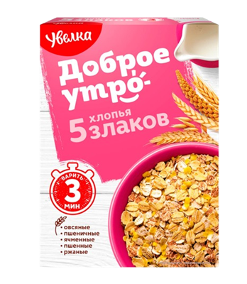 Увелка Хлопья 5 злаков 400гр - фото 39477
