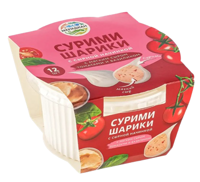 Сурими-шарики Меридиан с мягким сыром томатом и базиликом 100гр - фото 39953