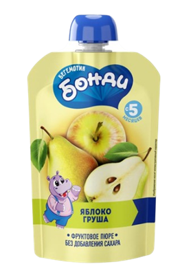 Фруктовое пюре Бонди яблоко-черника 90гр - фото 40244