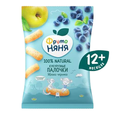 Кукурузные палочки Фруто-Няня яблоко черника 20гр - фото 40379