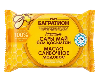 Масло сливочное Багратион Премиум Медовое 62% флоу-пак 200гр - фото 40398