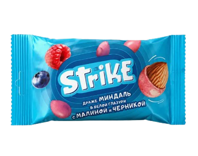 Драже Strike Миндаль в белой глазури с малиной и черникой  40гр - фото 41341