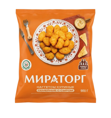 Наггетсы Мираторг куриные Семейные с сыром 900гр - фото 41390