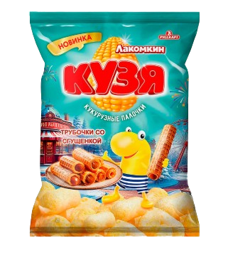Кукурузные палочки Кузя со вкусом Трубочки со сгущенкой 100гр - фото 41450