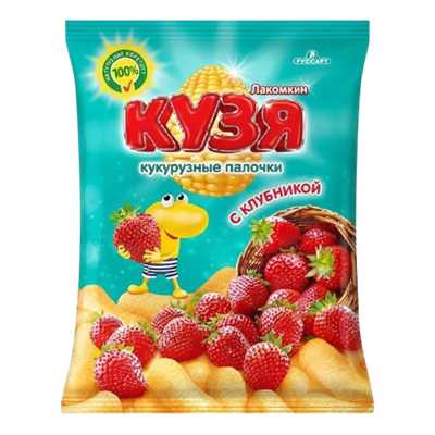 Кукурузные палочки Кузя со вкусом Клубники 100гр - фото 41451