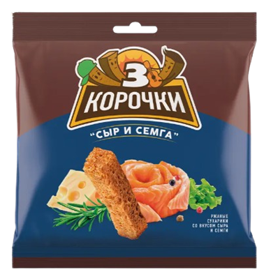 Сухарики 3 корочки Сыр с семгой 100гр - фото 41568