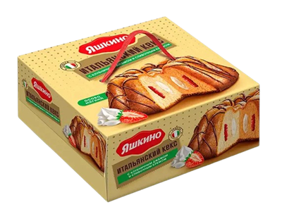 Кекс Яшкино с клубничным джемом и сливочным кремом 500гр - фото 42199