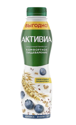 Йогурт питьевой Активиа черника злаки лен 650гр - фото 42650