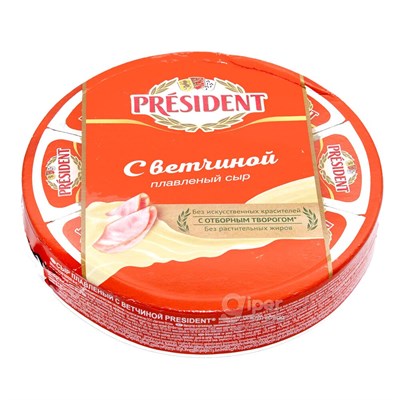 Сыр плавленный Президент с ветчиной 140 гр жир 45% - фото 7135