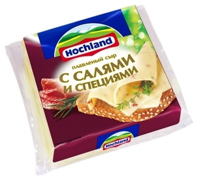 Сыр Хохланд с салями и специями 150гр ломтики - фото 7165