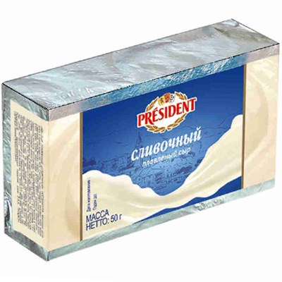 Сыр плавленный Президент Сливочный 50 гр жир 45% - фото 7191