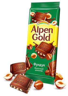 Шоколад Альпен Гольд с фундуком 85гр - фото 8635