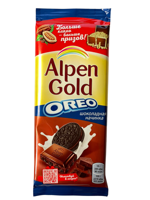 Шоколад Альпен Гольд Орео с шоколадной начинкой 90гр - фото 8661
