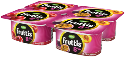Fruttis жир 8% Вишня-Персик-Маракуйя 115гр - фото 8889