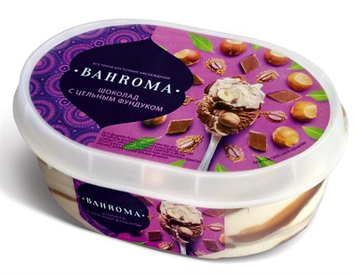 Мороженое Bahroma Лесной орех-Шоколад с цельным фундуком 450гр ванна - фото 8963