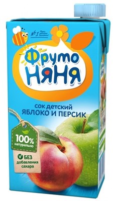 Сок ФрутоНяня Яблоко и персик 0,5л - фото 9251