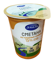 Сметана из топленых сливок Эмиль 380гр жир 15%