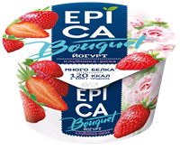 Йогурт Epica BOUQUET с клубникой и экстрактом розы 4,8% 130гр