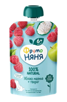 Пюре Фруто-Няня 90гр пауч из яблок и малины с творогом