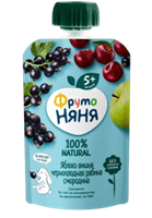 Пюре Фруто-Няня 90гр пауч из яблок,вишни,рябины,черн.смородины