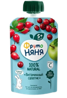 Пюре Фруто-Няня 90гр пауч яблоко шиповник клюква