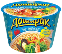Доширак Сытный обед лапша морепродуктов.ведро 110 гр