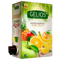 Нектар GELIOS Мультифрукт с мякотью 50%, коробка+пакет с краником, 3л