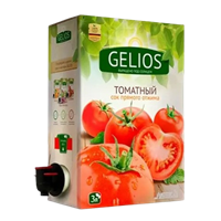 Сок GELIOS томатный, прямого отжима, 100%, коробка+пакет с краником, 3л