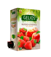 Сок GELIOS Яблоко-клубника, прямого отжима, 100%, коробка+пакет с краником, 3л