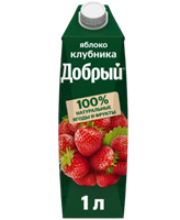 Напиток сокосодержащий Добрый яблоко-клубника 1л