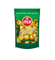 Оливки ITLV зеленые без косточки дой-пак 195гр