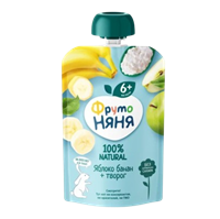 Пюре Фруто-Няня яблочно-банановое с творогом пауч 90гр Пюре Фруто-Няня яблочно-банановое с творогом пауч 90гр