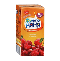 Компот ФрутоНяня Вишня-Малина 0,2л