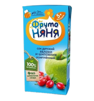 Сок ФрутоНяня Яблоко и шиповник осветлённый 0,2л Сок ФрутоНяня Яблоко и шиповник осветлённый 0,2л