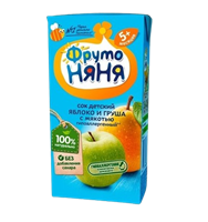 Сок ФрутоНяня Яблоко и груша с мякотью 0,2л Сок ФрутоНяня Яблоко и груша с мякотью 0,2л