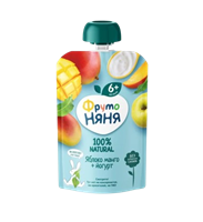 Пюре ФрутоНяня из яблок и манго с йогуртом пауч 90гр Пюре ФрутоНяня из яблок и манго с йогуртом пауч 90гр