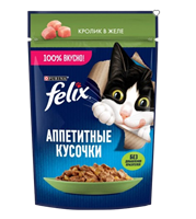 Корм Феликс кусочки в желе кролик для кошек 75гр