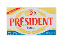 Масло сливочное President 72,5% 180гр