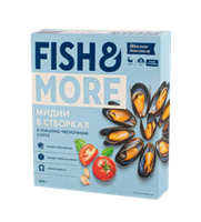 Мидии Fish & More в/м в томатно-чесночном соусе 500 гр.
