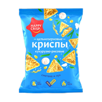 Криспы кукурузно-рисовые Happy Crisp Сметана и Лук 50 гр