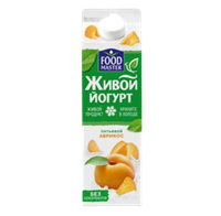Йогурт Питьевой FOOD MASTER Живой со вкусом абрикоса 2% 900гр