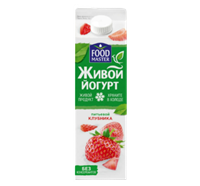 Йогурт Питьевой FOOD MASTER Живой со вкусом клубники 2% 900гр