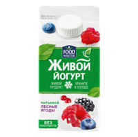 Йогурт Питьевой FOOD MASTER Живой со вкусом лесные ягоды 2% 450гр