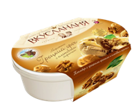 Мороженое Вкусландия Пломбир с кленовым сиропом и грецким орехом, лоток 450 гр 