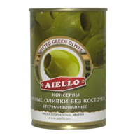 Оливки Aiello зеленые без косточек ж/б 300 гр 