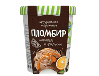 Мороженое Купино пломбир шоколадный с апельсиновым наполнителем в ведерке 270гр