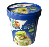 Мороженое КизК ведро пломбир Фисташковое с кусочками Macarons 300гр 