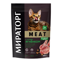 Корм для кошек Meat Мираторг сухой с ягн д/взр кошек 1+, 300гр