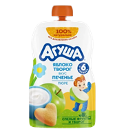 Пюре Агуша Яблоко творог печенье 90гр 