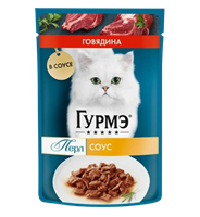 Корм для кошек Гурмэ Перл говядина соус 75гр